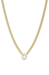 Shymi Fancy Bezel Pendant Necklace In Gold/white/pear Cut