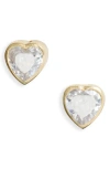 Shymi Fancy Bezel Stud Earrings In Gold/white/heart