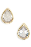 Shymi Fancy Bezel Stud Earrings In Gold/white/pear Cut