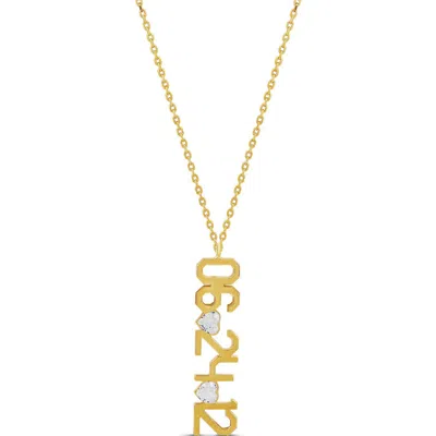 Shymi Fancy Cubic Zirconia Heart Date Pendant Necklace In Gold