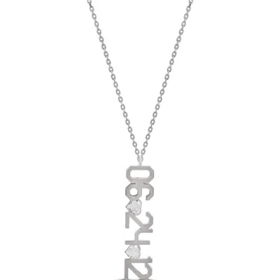 Shymi Fancy Cubic Zirconia Heart Date Pendant Necklace In Silver