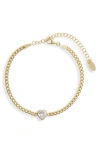 Shymi Fancy Shape Cubic Zirconia Curb Chain Bracelet In Gold/white/heart