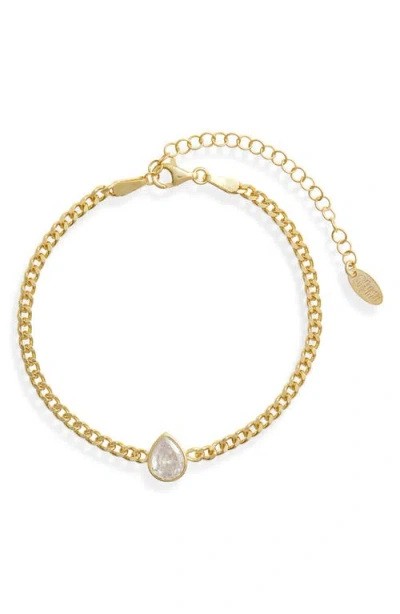 Shymi Fancy Shape Cubic Zirconia Curb Chain Bracelet In Gold/white/pear Cut