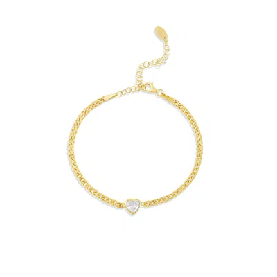 Shymi Fancy Shape On A Curb Chain Bracelet - .925 Sterling Silver, 14k Gold-plated, Cubic Zirconia, Size 6