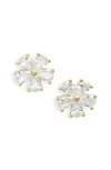 Shymi Flower Cubic Zirconia Stud Earrings In Gold