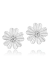 Shymi Fluted Flower Cubic Zirconia Stud Earrings