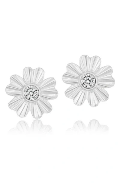 Shymi Fluted Flower Cubic Zirconia Stud Earrings
