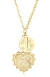 Shymi Fluted Heart Charm Necklace In Gold