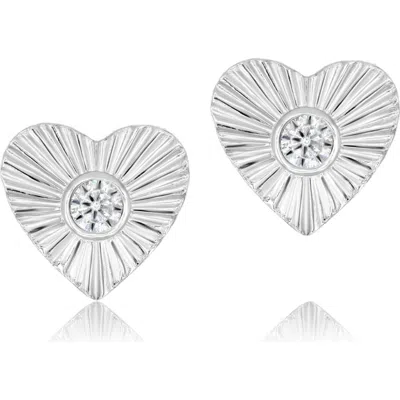 Shymi Fluted Heart Cubic Zirconia Stud Earrings