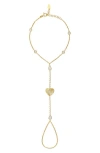 Shymi Fluted Heart Hand Chain In Gold