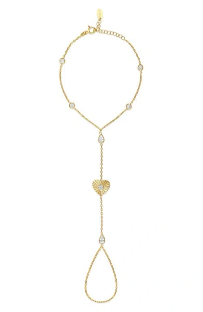 Shymi Fluted Heart Hand Chain In Gold