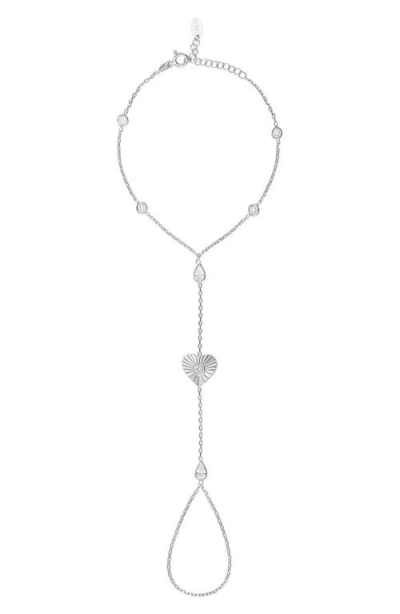 Shymi Fluted Heart Hand Chain In Silver