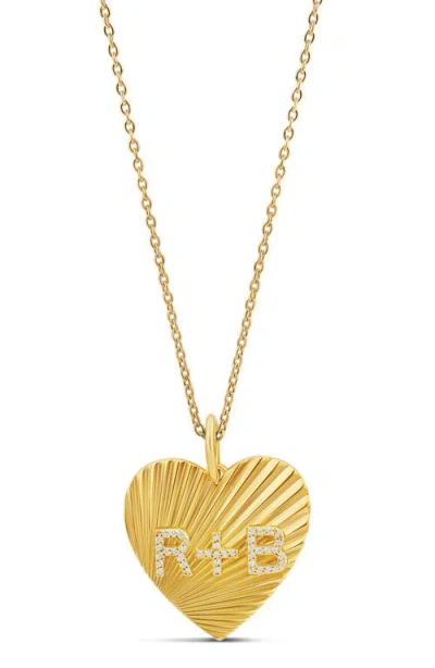 Shymi Fluted Heart Initial Pendant Necklace In Gold