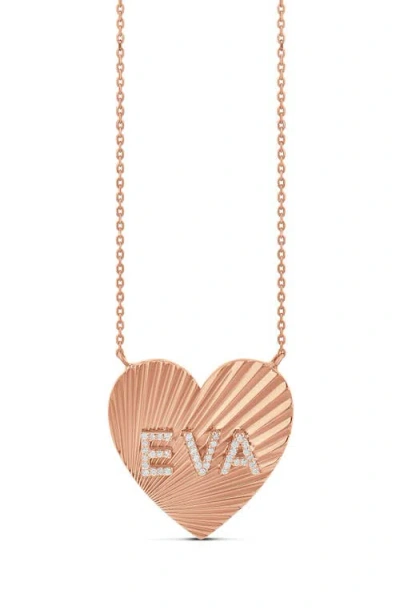 Shymi Fluted Heart Initial Pendant Necklace In Gold