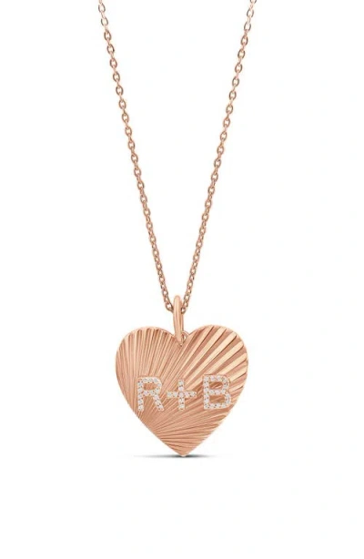 Shymi Fluted Heart Initial Pendant Necklace In Brown