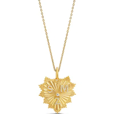 Shymi Fluted Multi Initial Heart Pendant Necklace In Gold