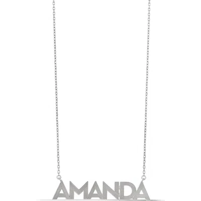 Shymi Fluted Name Pendant Necklace In Silver