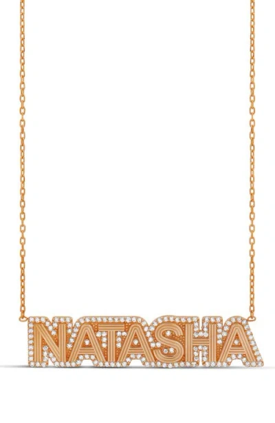 Shymi Fluted Pave Outline Name Necklace In Gold