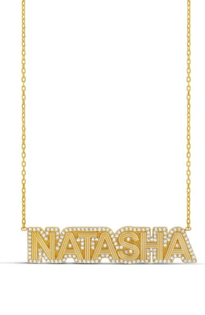 Shymi Fluted Pave Outline Name Necklace In Gold