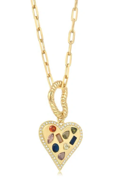 Shymi Geometric Heart Pendant Necklace In Gold