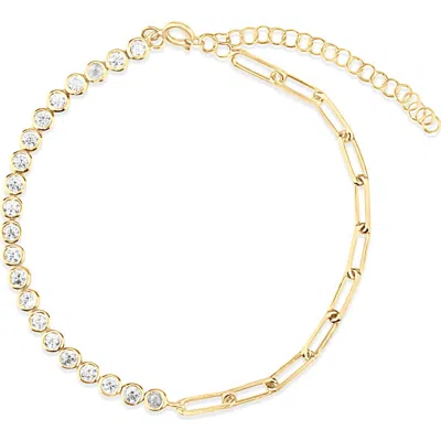 Shymi Half Link Half Tennis Bracelet In Neutral