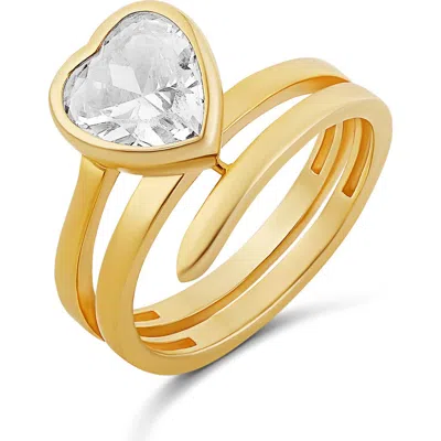 Shymi Heart Cut Cubic Zirconia Spiral Statement Ring In Gold