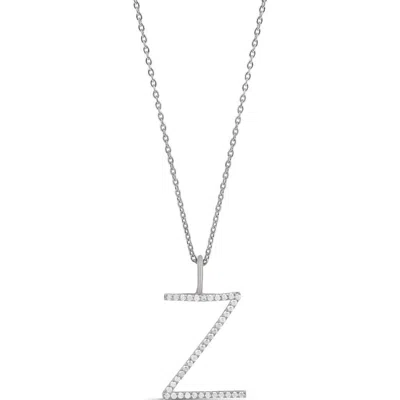 Shymi Jumbo Pavé Block Initial Pendant Necklace In Silver