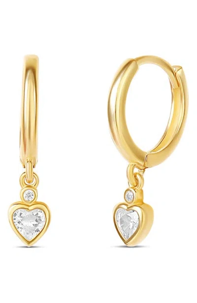 Shymi Mini Bezel Drop Huggie Hoop Earrings In Gold