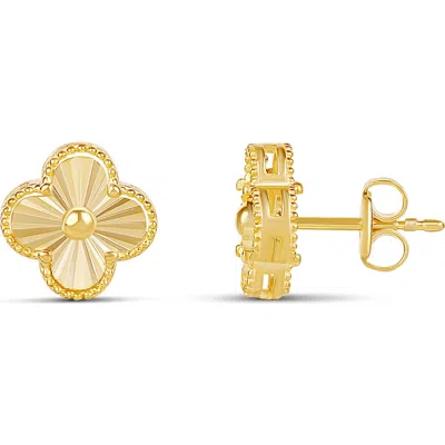 Shymi Mini Fluted Clover Stud Earrings In Gold