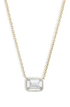 Shymi Mini Heart Bezel Pendant Necklace In Gold/white/emerald Cut