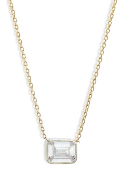 Shymi Mini Heart Bezel Pendant Necklace In Gold/white/emerald Cut