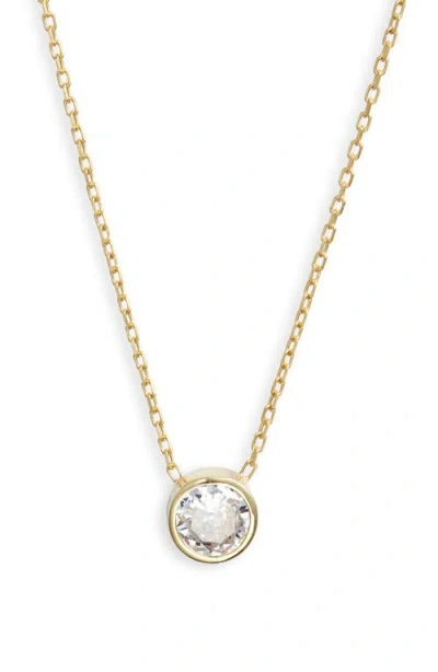 Shymi Mini Heart Bezel Pendant Necklace In Gold/white/round Cut