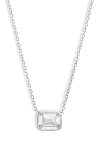 Shymi Mini Heart Bezel Pendant Necklace In Silver/white/emerald Cut