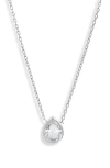 Shymi Mini Heart Bezel Pendant Necklace In Silver/white/pear Cut