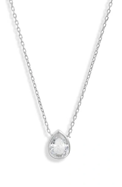 Shymi Mini Heart Bezel Pendant Necklace In Silver/white/pear Cut