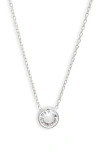 Shymi Mini Heart Bezel Pendant Necklace In Silver/white/round Cut