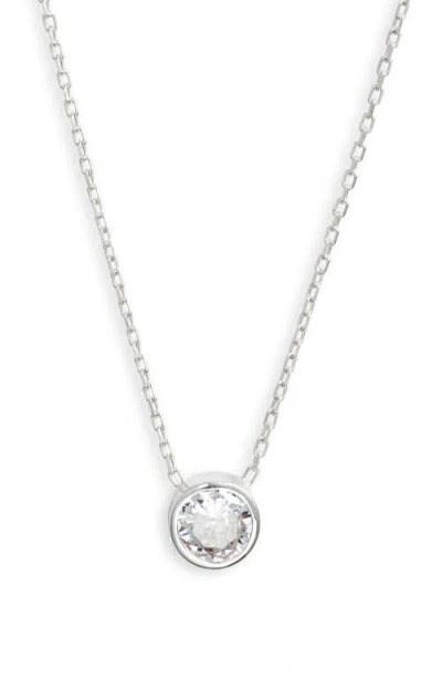 Shymi Mini Heart Bezel Pendant Necklace In Silver/white/round Cut