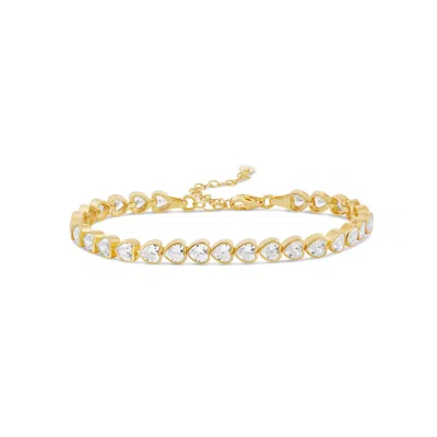 Shymi Mini Heart Bezel-set Tennis Bracelet - .925 Sterling Silver, 14k Gold-plated, Rhodium Plated, Cubic 