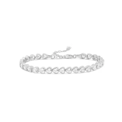 Shymi Mini Heart Bezel-set Tennis Bracelet - .925 Sterling Silver, 14k Gold-plated, Rhodium Plated, Cubic  In Metallic