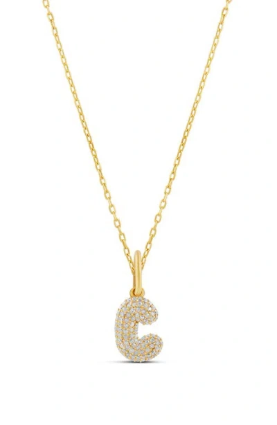 Shymi Mini Pavé Bubble Initial Pendant Necklace In Gold