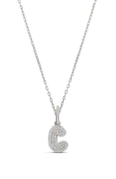 Shymi Mini Pavé Bubble Initial Pendant Necklace In Metallic