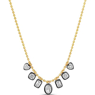 Shymi Mixed Shape Stone Dangle Ball Chain Necklace In Gold