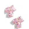 Shymi Multi Shape Cubic Zirconia Stud Earrings In Gold/pink