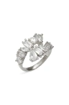 Shymi Multicut Cubic Zirconia Bypass Ring In Multi