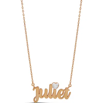 Shymi Name & Floating Heart Pendant Necklace In Gold