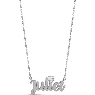 Shymi Name & Floating Heart Pendant Necklace In Gray