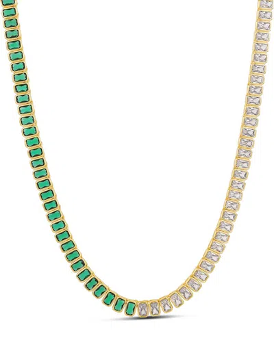 Shymi Half And Half Tennis Necklace In Gold