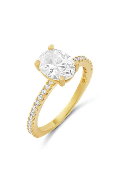 Shymi Oval Cut Cubic Zirconia Cocktail Ring In Yellow