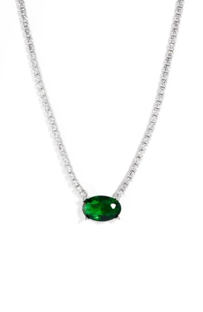 Shymi Oval Pendant Tennis Necklace In Multi