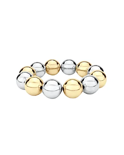 Shymi Oversized Statement Ball Bracelet - 18k Gold-filled, Rhodium Plated, Stretch/ Elastic, Easy On / Eas In Metallic